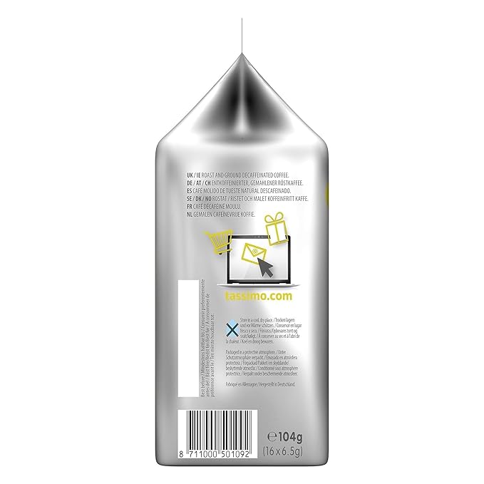 Tassimo Café HAG Crema Decaffeinated Caffeine Free Coffee Roasted 16 T-Discs