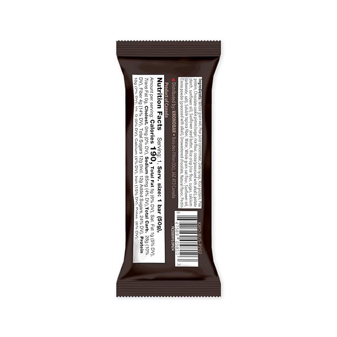 Krono Nutrition Energy Bar - Made with Natural Ingredients - Vegan - Gluten Free - Nuts Free - Soy Free - 50 gram per bars - 12 bars per box (12 count Brownie)