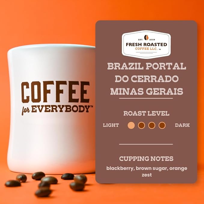 Fresh Roasted Coffee Brazil Minas Gerais 2 lb (32 oz) Light Roast Kosher Whole Bean