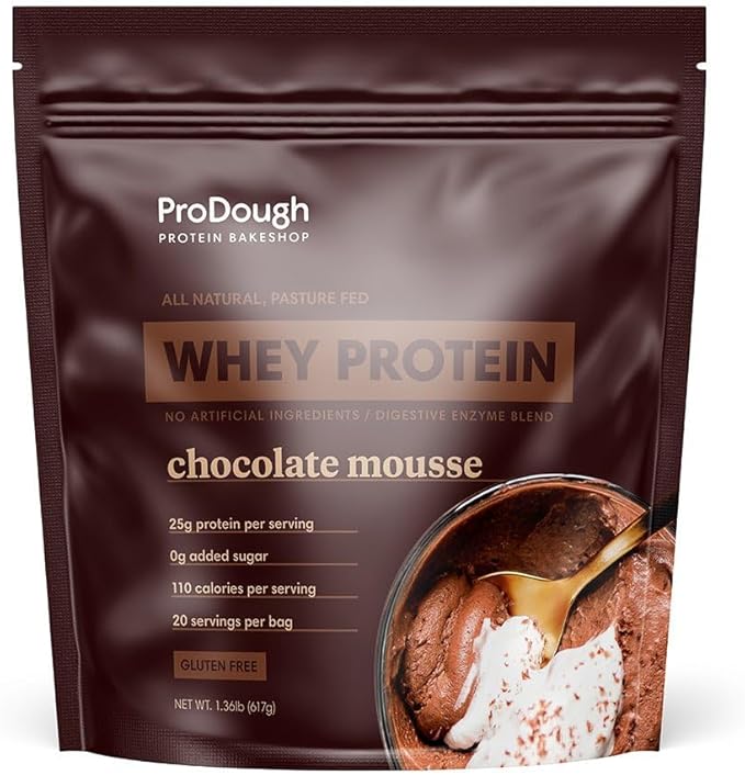 ProDough Gourmet Whey Isolate Hydrolized Protein Powder for Shake Mix- Easy Digest Enzyme Blend 25g Protein per Serving Natural Ingredients Gluten Free Keto Friendly (Chocolate Mousse)