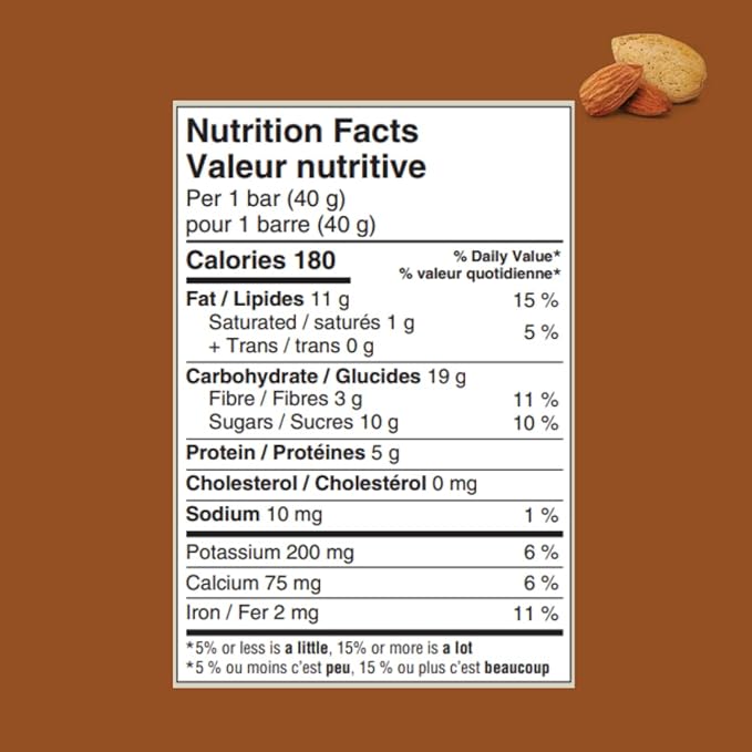 Taste of Nature Organic Almond Snack Bar - Healthy Gluten Free Non GMO Vegan Snack Bars with Mixed Nuts Fruits and Seeds - 16-Count Snack Pack