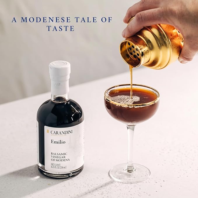 Carandini Emilio Silver Balsamic Vinegar of Modena PGI &amp Bianca Sweet White Vinegar Combo Set Premium Italian Vinegars Perfect for Mother's Day Gift | Made in Italy - 8.45 fl oz (2 Bottles)