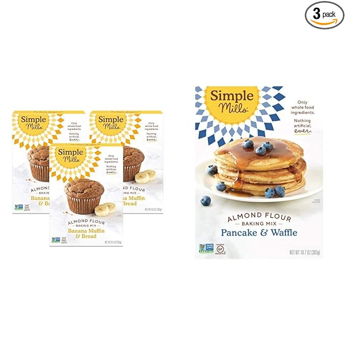 Simple Mills Almond Flour Baking Mixes - Gluten Free Banana Bread Pancake &amp Waffle Mixes (3 Pack)
