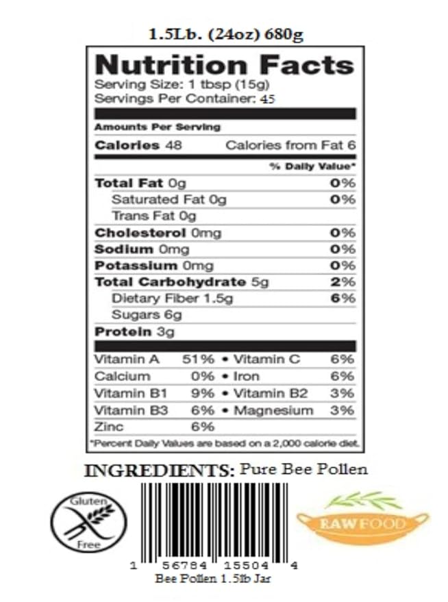 Fresh Bee Pollen Raw Nebraska Bee Pollen 1.5lb Jar