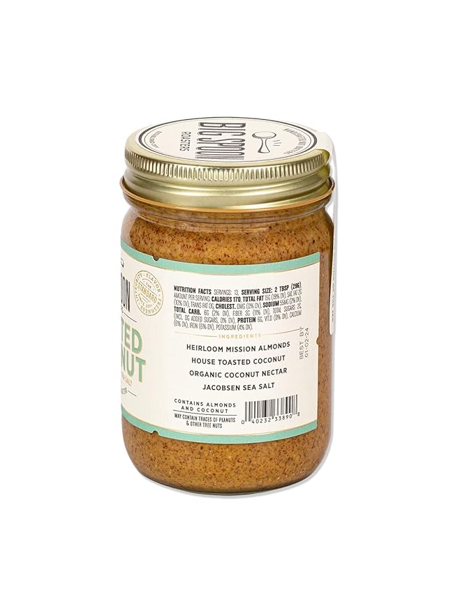 Big Spoon Roasters Toasted Coconut Almond Butter with Sea Salt - Keto Friendly Low Sugar Almond Butter - Crunchy &amp Bee-Friendly Almonds - Gourmet Vegan Almond Nut Butter - 2 x 13 Ounces