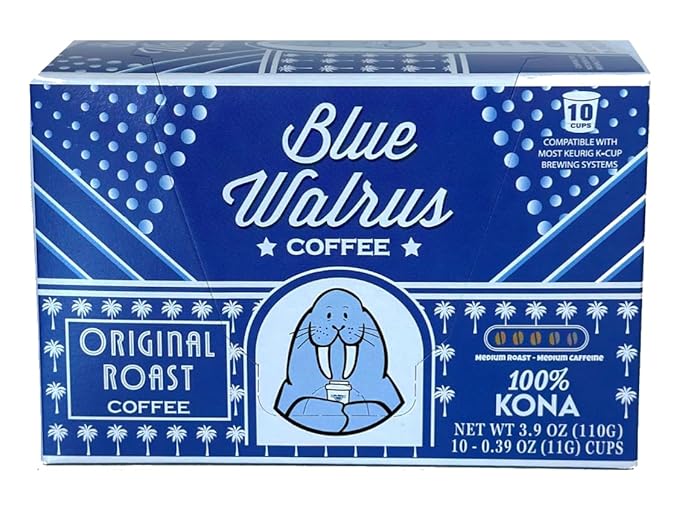 100% Kona Coffee Single Serve Pods - Medium Roast - Gourmet Premium Coffee - 10 K-Cup Single Serve Pods