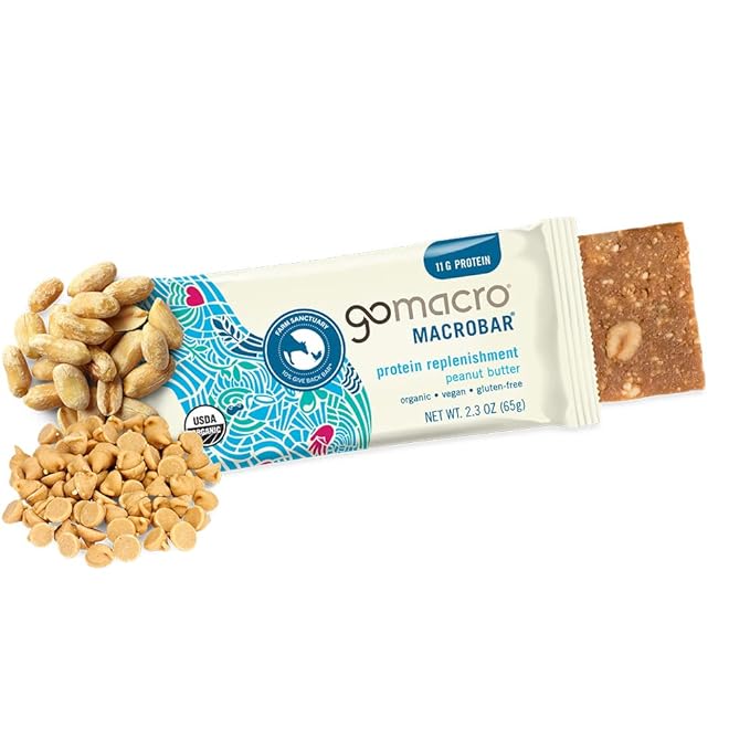 GoMacro MacroBar Organic Vegan Protein Bars Peanut Butter 2.3 Ounce Bars (Pack of 12)