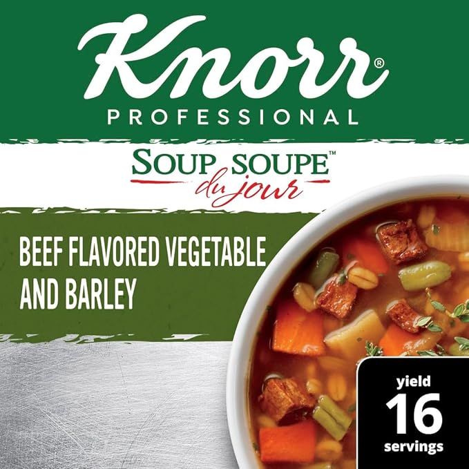 Knorr Professional Soup du Jour Beef Vegetable and Barley Soup Mix 0g Trans Fat per Serving Just Add Water13.9 Ounce (Pack of 4)