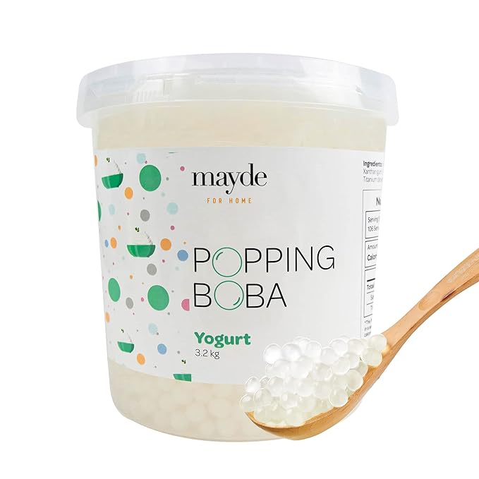 Mayde Popping Boba Pearls for Drinks Desserts &amp Breakfast Bowls (Yogurt Flavor 7 Pounds)