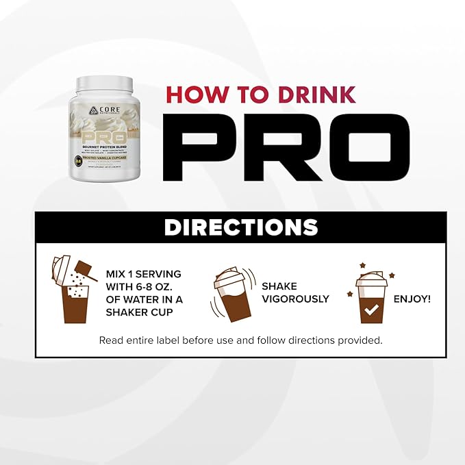 Core Nutritionals PRO Gourmet Protein Blend | Whey Protein Blend | with MCTs &amp Digestive Enzymes | Sustained Release Protein &amp Recovery Support | 27 Servings (Cinnamon French Toast)