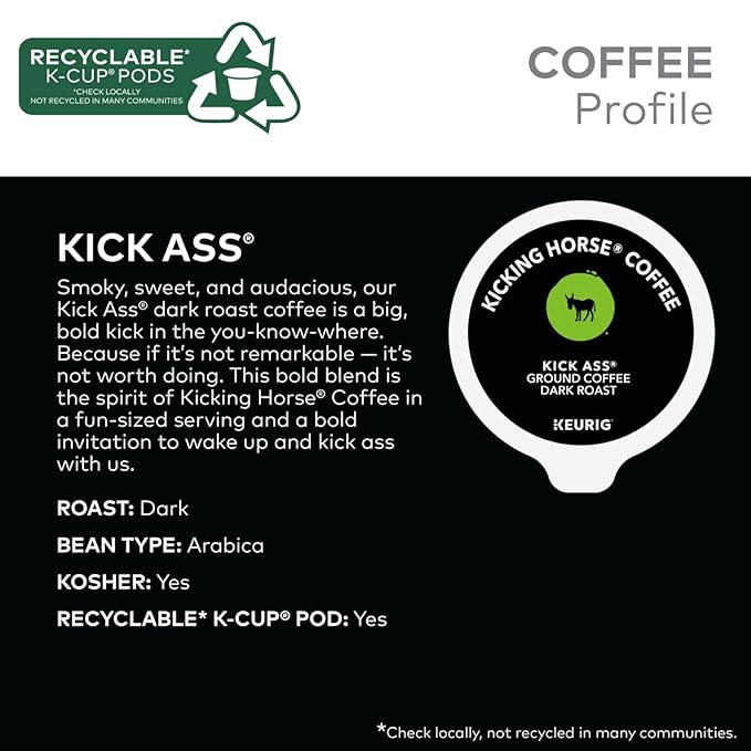 Kicking Horse Coffee Kick Ass Single Serve Keurig K-Cup Pods Dark Roast Coffee 60-Count Box