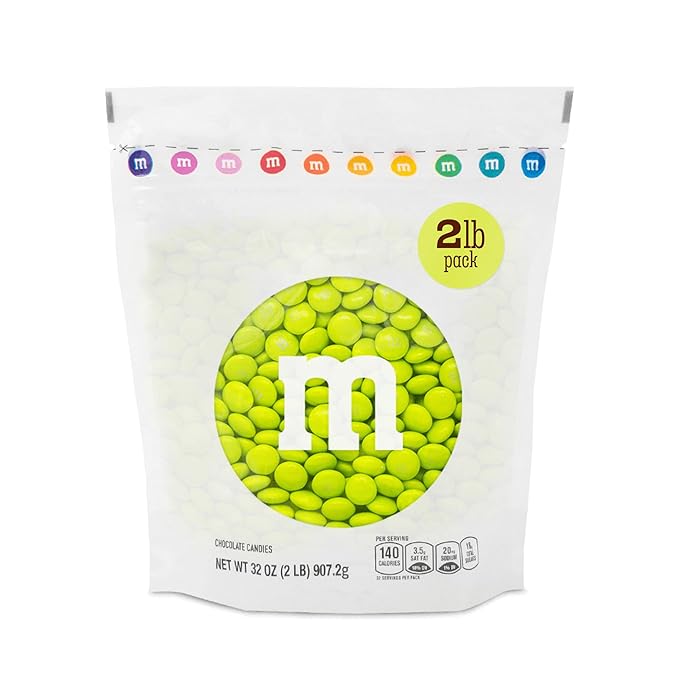 M&ampM’S WORLD Electric Green Milk Chocolate Candy - 2lbs of Bulk Chocolate Candy in a Resealable Pack for Birthdays Graduations St. Patrick's Day Celebrations and More