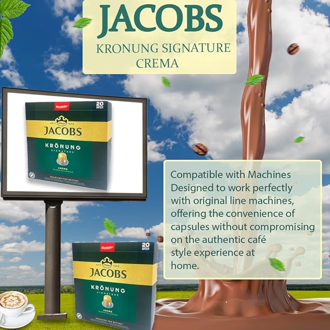 Jacobs KRONUNG CREMA 10x20 CAPSULES Coffee Capsules Compatible with (052 USD/1 CAP)