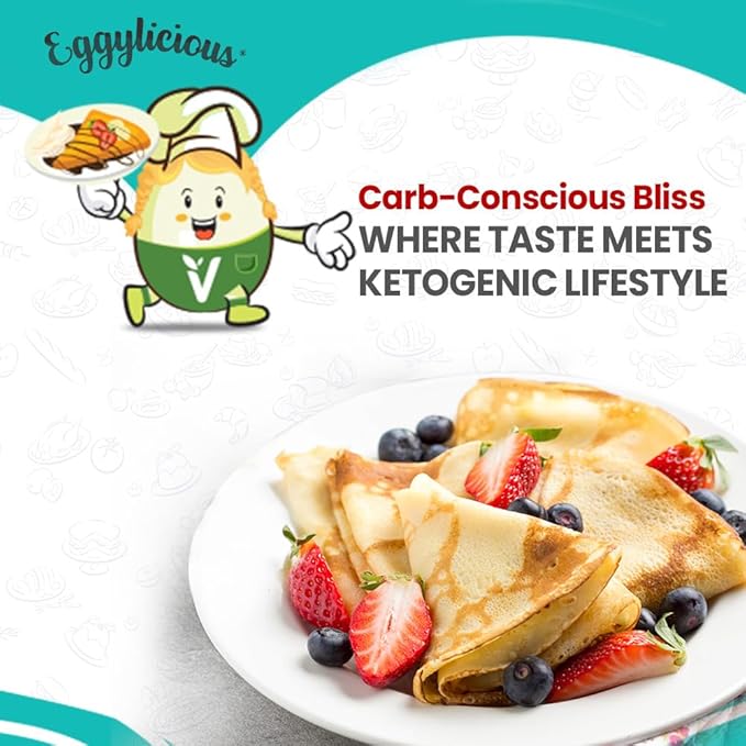 Eggylicious PACK OF 6- Vegan Keto Crepe Mix | Low Carb Crepe Mix for Quick &amp Easy Grain-Free Breakfast Protein-Rich Just Add Milk/Water Gluten Free Crepe Non-Bioengineered | 1 lb 8 oz (680 gm)