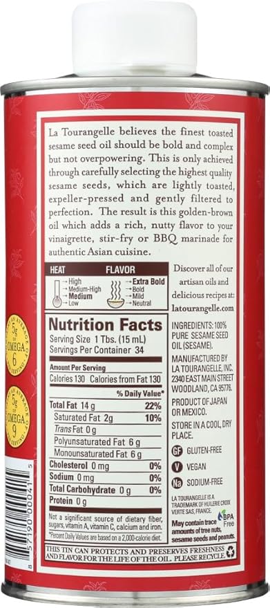 La Tourangelle Toasted Sesame Oil 6x each 500ML