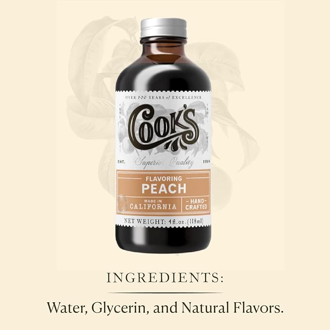 Cook's Peach Flavoring for Baking Preserves Ice Cream Jam Cakes 32oz
