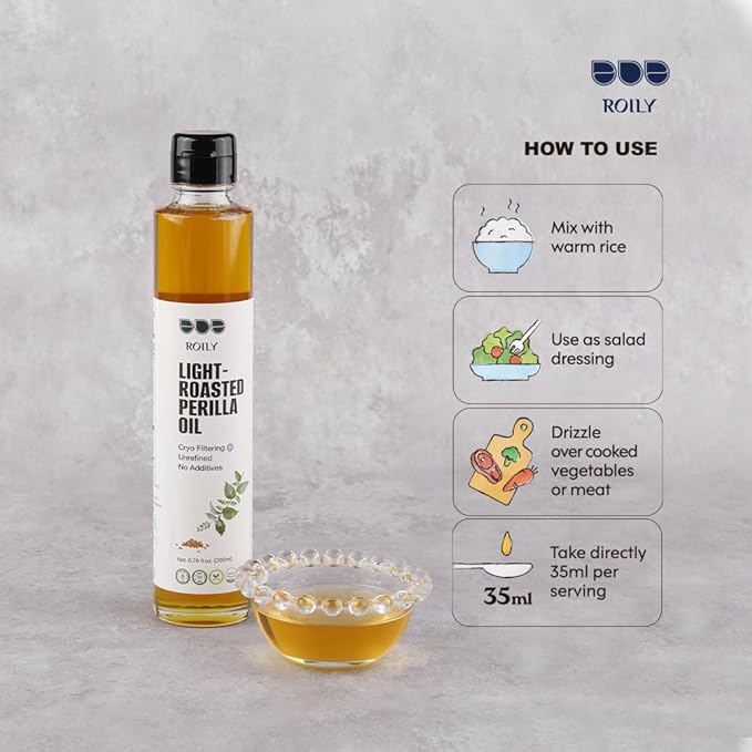 NONGBU PLUS Light Roasted Perilla Oil 6.76 Fl Oz (200ml) 100% Pure Perilla Seed Oil Korean-Style Toasted Rich and Nutty Flavor