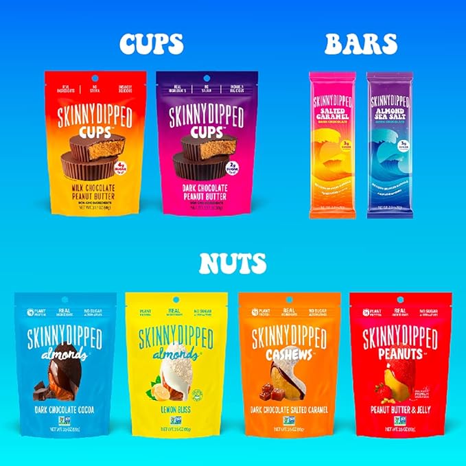 SkinnyDipped Super Dark Chocolate + Sea Salt Almonds Vegan Healthy Snack Plant Protein Gluten Free 3.5 oz Resealable Bags Pack of 10