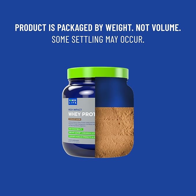 POWERLIFE High Impact Grass Fed Whey Protein with 3000 MG of HMB No Sugar Added Non-GMO Hormone and Antibiotic Free 15 Servings (Chocolate - New Formula) - 3 Pack