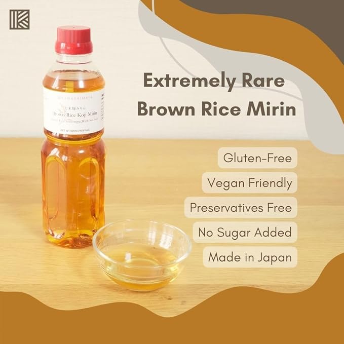 Kawashimaya Mirin Japanese Traditional Sweet Rice Seasoning Made in Japan 16.9 fl oz (500ml) (Brown Rice Mirin)
