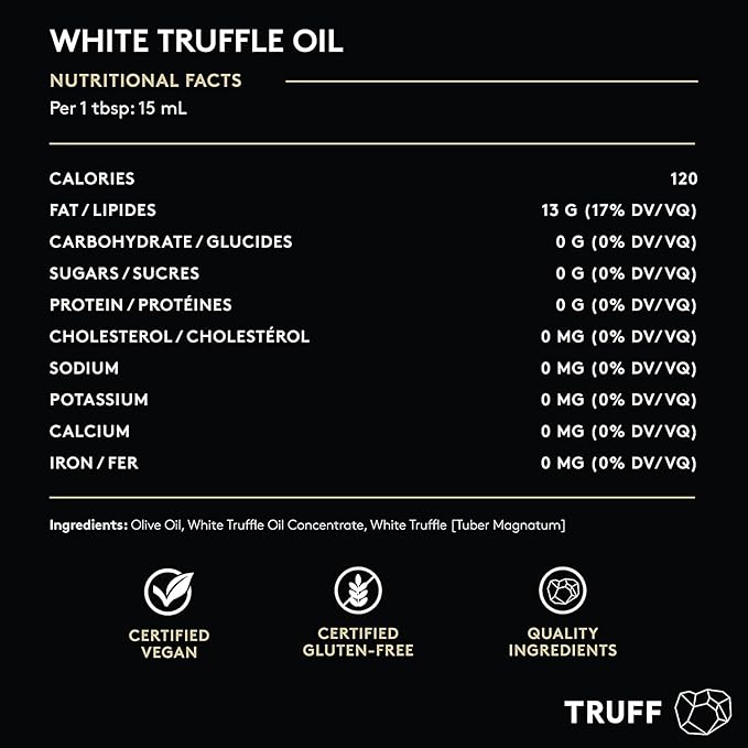 TRUFF White Truffle Oil - White Truffle Infused Olive Oil - Gourmet Dressing Seasoning Marinade or Drizzle Non-GMO Gluten-Free 6 fl.oz