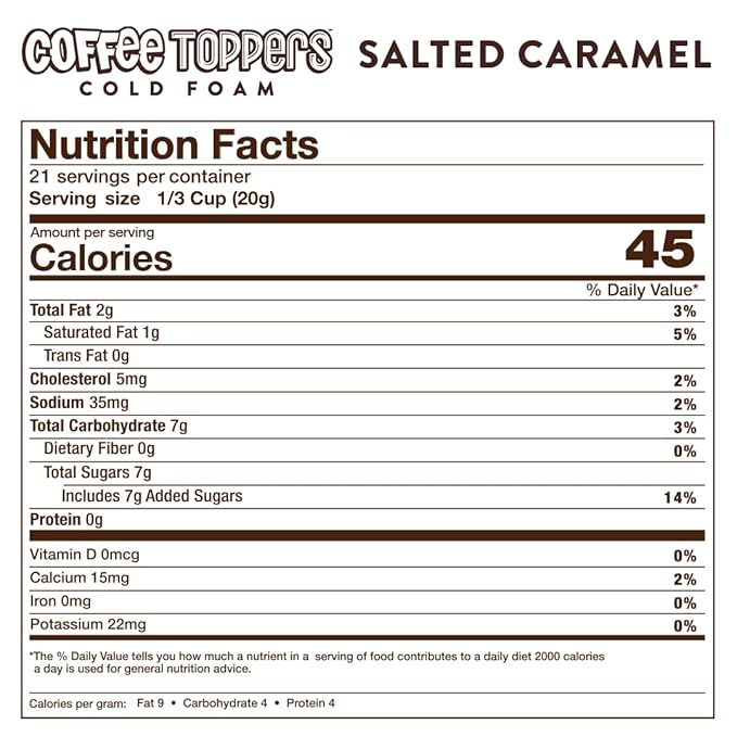 Coffee Toppers Cold Foam Salted Caramel 15 Ounce (Pack of 3) Be Your Own Barista Kosher