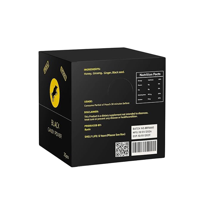Pure Honey Candy with Black Seed Ginseng &amp Natural Herbs For Male Full Box of 25 Count