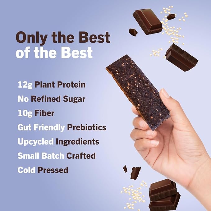 Amrita Nut Free Dark Chocolate Quinoa Vegan Protein Bars (12 CT PK of 3) | 12g Plant-Based Protein Bar | Peanut Free Gluten Free and Dairy Free | Low Sugar High Fiber Healthy School-Safe Snacks