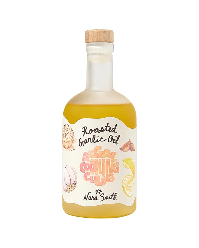 Algae Cooking Club Nara's Roasted Garlic Oil (12.7 fl oz) – With Hints of Yuzu &amp Miso – Perfect for Drizzling Roasting Baking or Sautéing – High Smoke Point – Avocado Oil Alternative – Omega-9 R