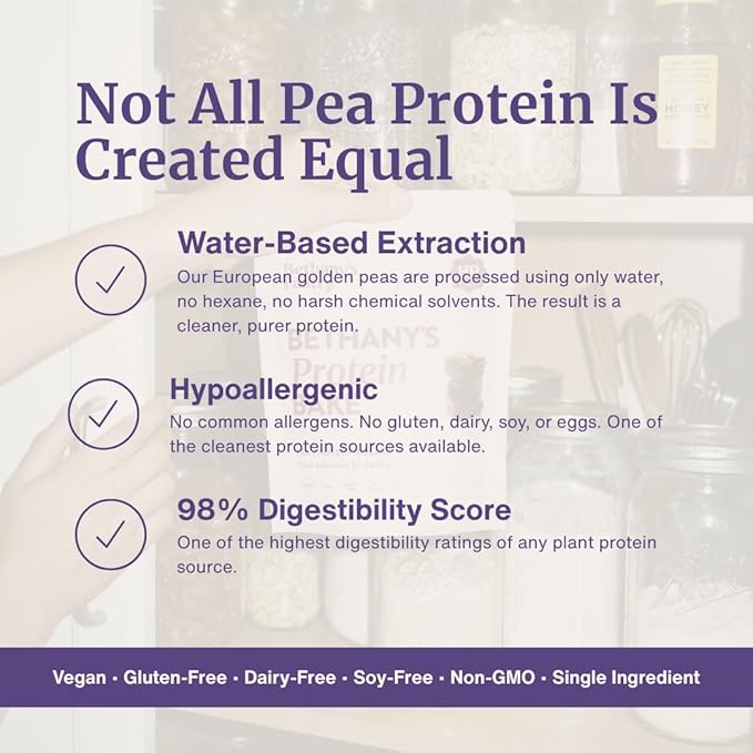 Nuzest Bethany’s Pantry Protein Bake - Single Ingredient Vegan Protein Powder for Baking - Pea Protein Flour Substitute Gluten Free Paleo Non-GMO (8.8 oz)