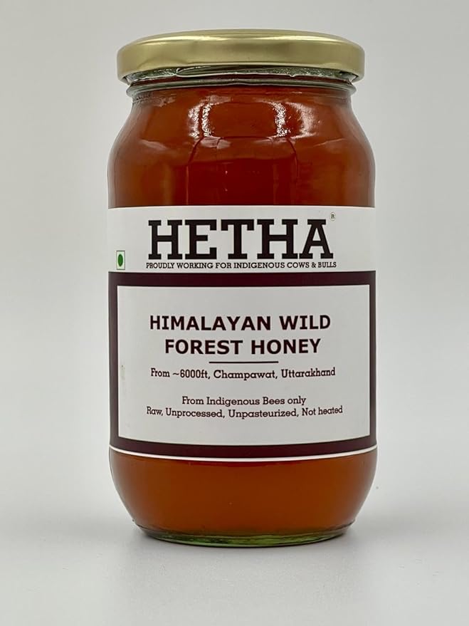 Hetha Organics Himalayan Wild Forest Honey - NMR Tested - Raw | Unprocessed | Unpasteurised - 500gm