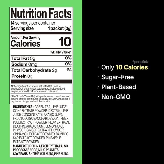 Sohwi Green Tea Shot – Decaffeinated Matcha-Inspired Drink Mix for After Meals Zero Sugar Plant-Based Formula Non-GMO 14 Sticks