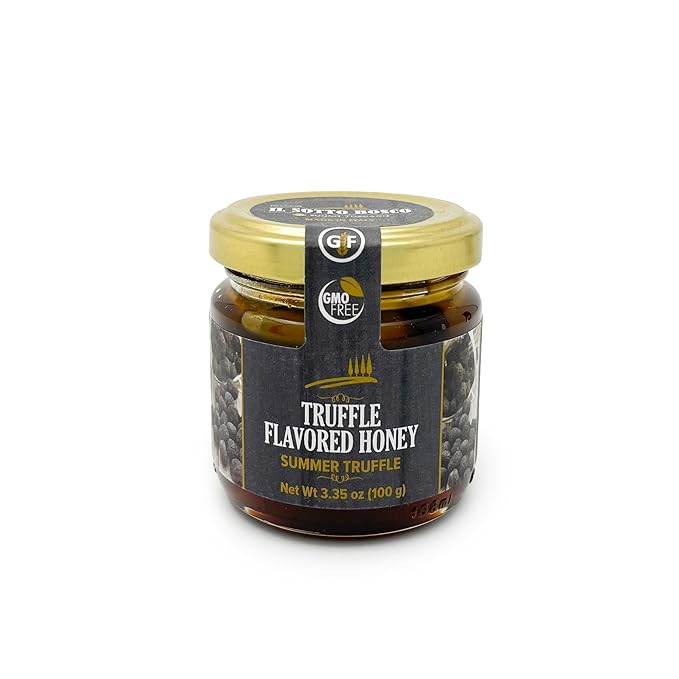 Sogno Toscano HONEY Flavored from MIXED BLOSSOMS WITH BLACK SUMMER TRUFFLES from ITALY - GMO FREE - Jar 100 gr/3.53oz (6)