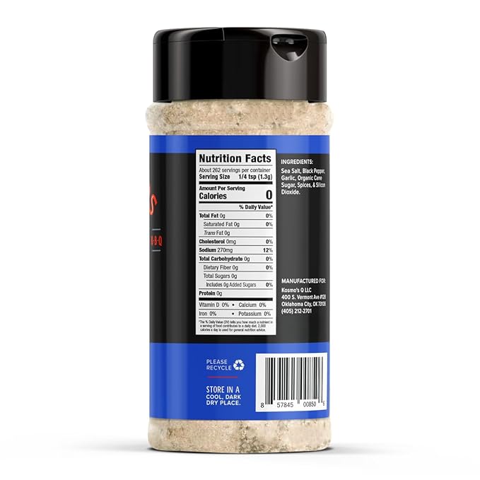 Kosmos Q SPG Seasoning - Savory Blend of Salt Pepper Garlic Seasoning &amp Kosmos Q Product Mixer (25 oz)
