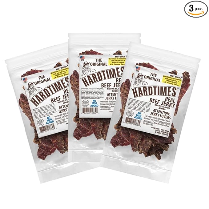 Hardtimes Handcrafted Beef Jerky - Original Flavor - 3 Pack of 4 oz. Bags