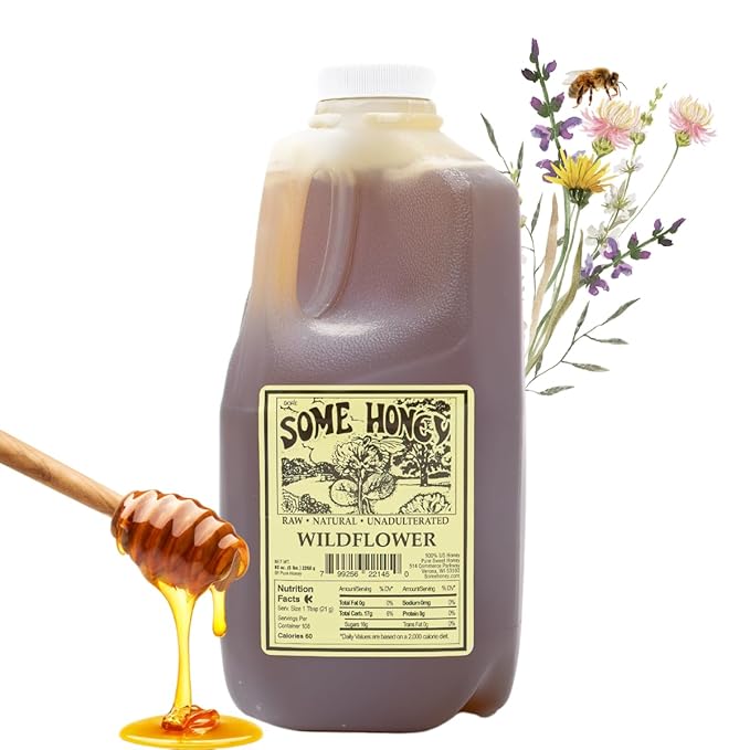 Some Honey Raw &amp Unfiltered Wildflower Honey – 100% Pure U.S. Honey – USDA Grade A – All-Natural – 80 OZ