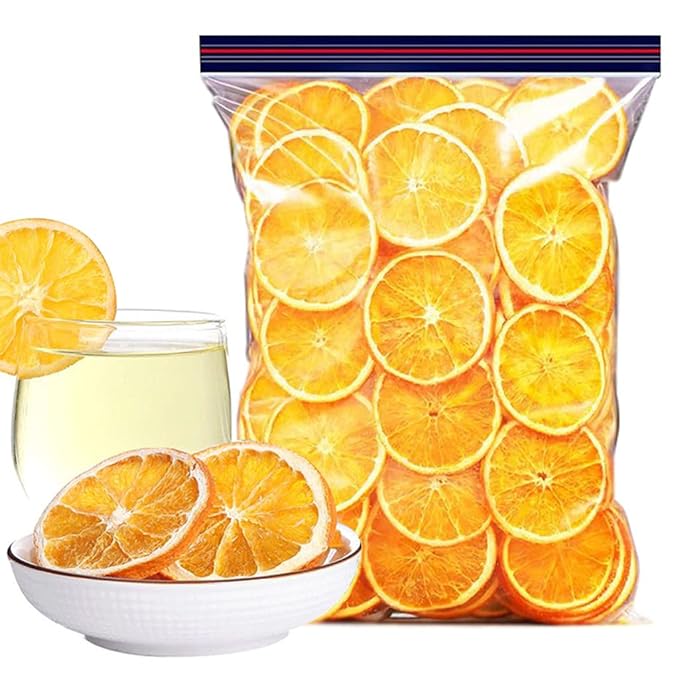 JTEDZI Dried Orange Slices Dehydrated Orange Slices Dried Citrus Slices Dehydrated Fruit for Cocktails Garnish Home Decor No Sugar Added Fruit Tea (Orange Slices 17.63oz(500g))