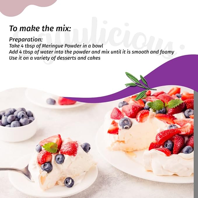Eggylicious Meringue Powder – Made w/Pure Egg Whites - Gives Body &amp Stability to a variety of icings – Ideal for Homemade Filling/Royal Icing/Cake Decorations &amp More – Preservatives Free – 1lb