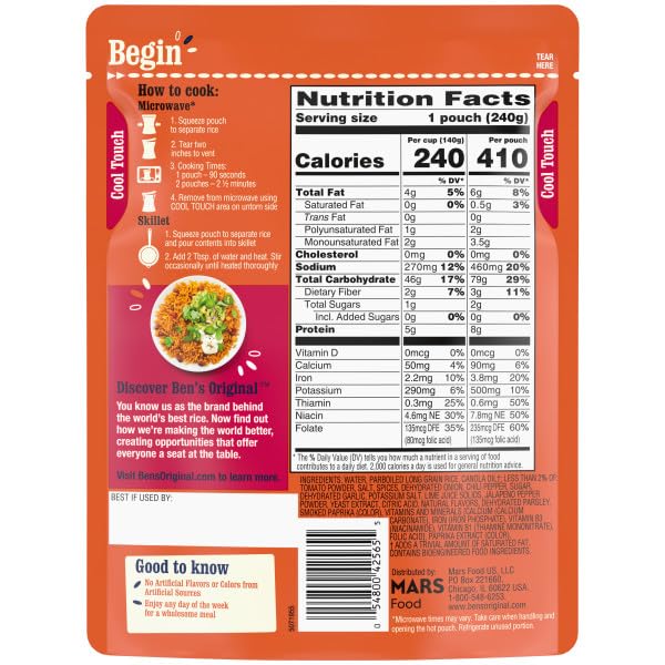 BEN'S ORIGINAL Ready Rice Spicy Mexican Style Flavored Rice Easy Dinner Side 8.5 oz Pouch (Pack of 12)