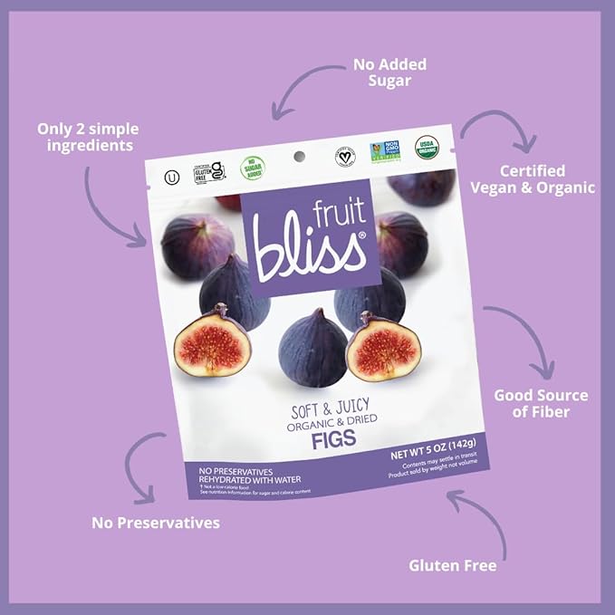 Organic Turkish Figs Dried Fruit Snacks 6 Pack 5oz