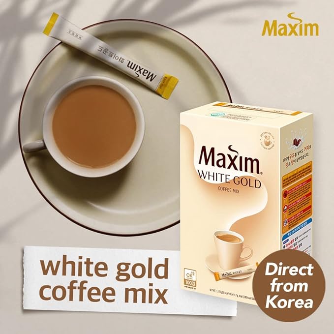 Maxim White Gold Instant Coffee Mix 1 Box 100 Sticks