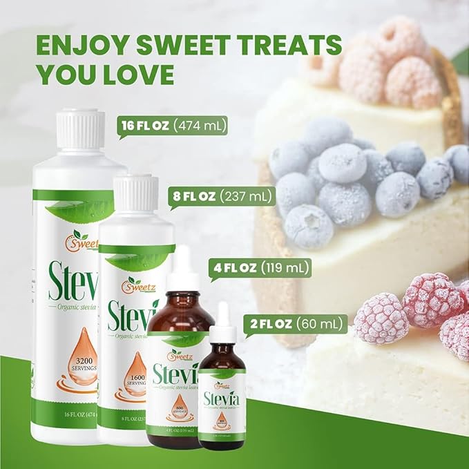 Liquid Stevia – Sweet Drops –Made from Reb-D Rich Organic Extract –Concentrated Liquid Stevia Sweetener for Drinks Food &amp Pastries No Calories &amp Carb – 8 Fl Oz (2 pack)
