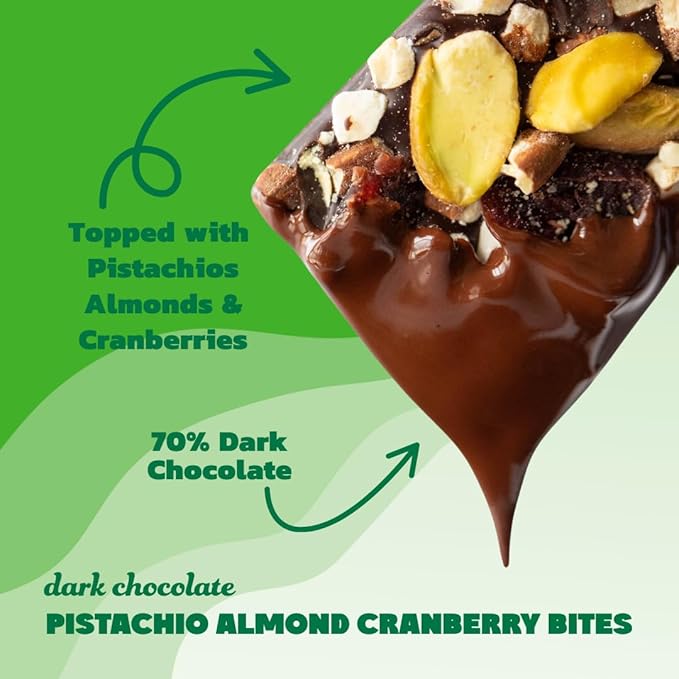 JOJO's Chocolate Best Sellers Bundle Dark Chocolate Variety Pack with Pistachio Almond Cranberry Peanut Butter Coconut Almond Bites Chocolate Covered Pretzels Plant-Based Protein