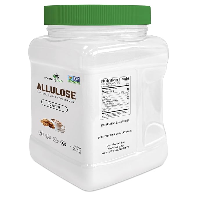 Morning Pep Allulose Sweetener 4 lb – Zero Calorie Sugar Alternative 100% Pure No Erythritol Non-GMO Project Verified Keto Certified OU Kosher No Fillers Ideal for Baking and Beverages