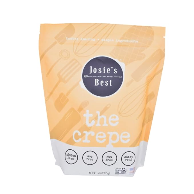Josies Best Gluten Free Mixes Crepe Mix - 5lb Bulk Bag for GF Crepes - Certified Gluten Free - Dairy Free Made in Dedicated Facilities - American Family Owned and Made.