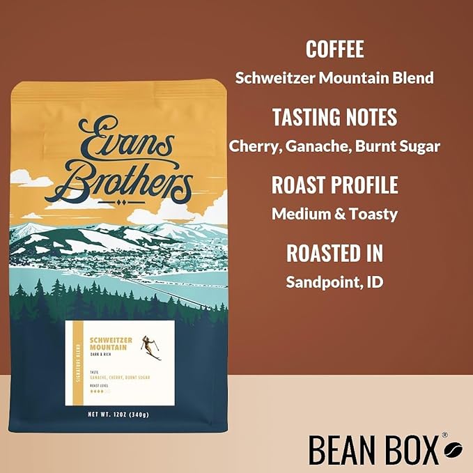 Schweitzer Mountain Blend - Roasted by Evans Brothers Coffee - Whole Bean Coffee - 12 Ounce Bag