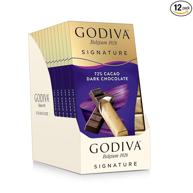 Godiva Chocolatier Chocolate Signature Mini Bars72% Cacao Dark 3.1 Ounce (Pack of 12)