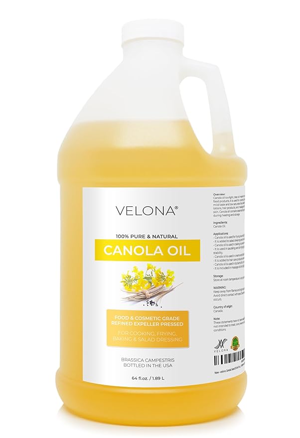 velona Canola Seed Oil 64 fl oz | 100% Pure and Natural Carrier Oil | Refined Expeller pressed | Cooking Dressing Skin Face Body Hair Care | Use Today - Enjoy Results