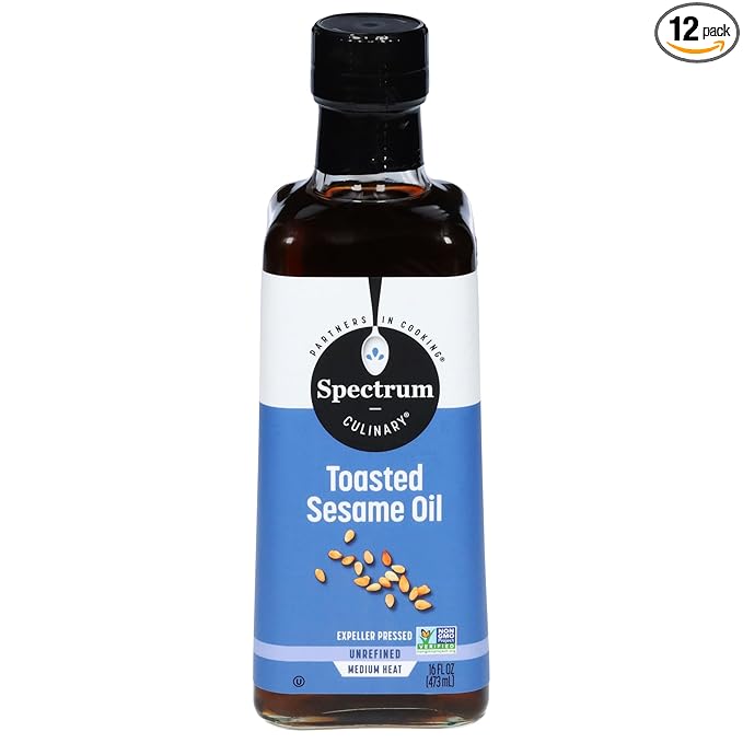 Spectrum Culinary Toasted Sesame Oil Unrefined 16 oz (Pack of 12)