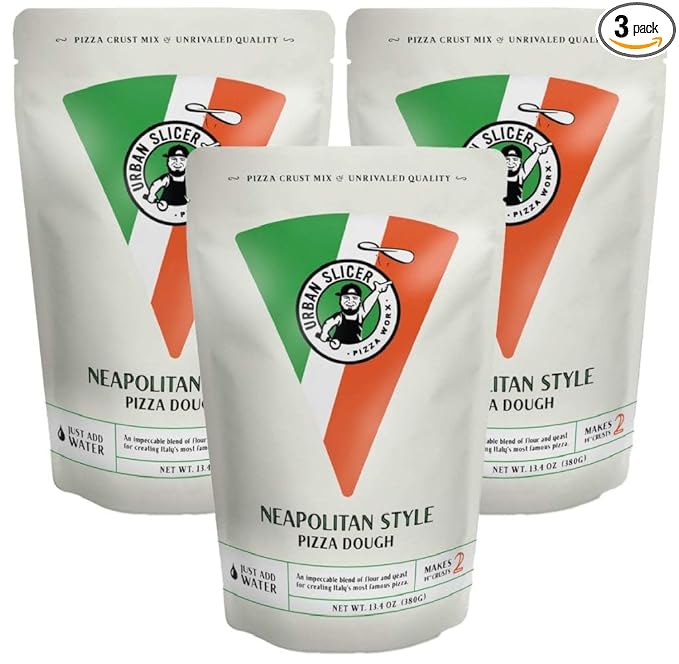 Urban Slicer Pizza Worx - Neapolitan Style Pizza Dough - At-Home Pizza Making Kit for Classic Artisan Crust - 13.4 oz. Bags - 3 Pack - Makes 6 Pizzas